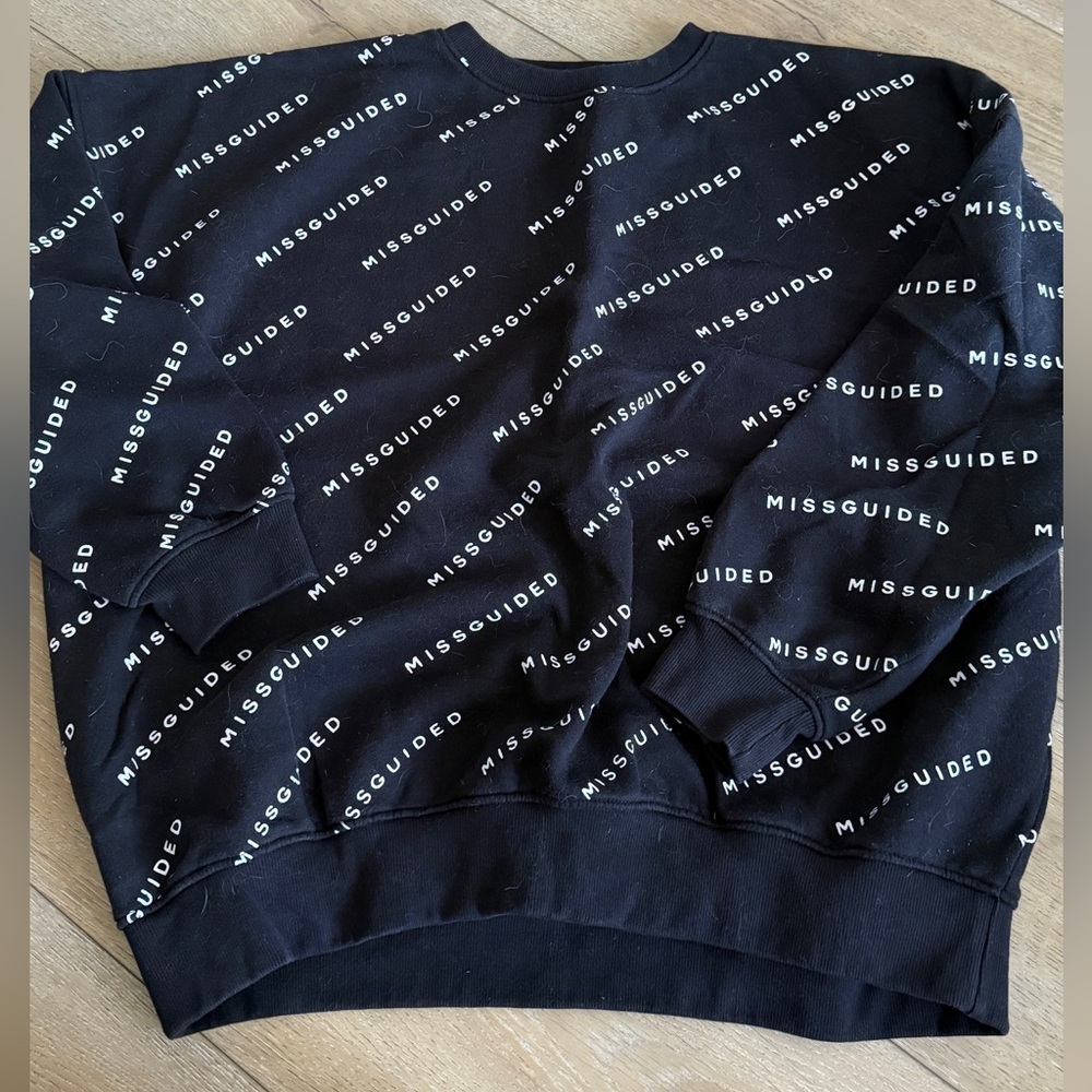 Missguided Black Logo Print Sweatshirt
